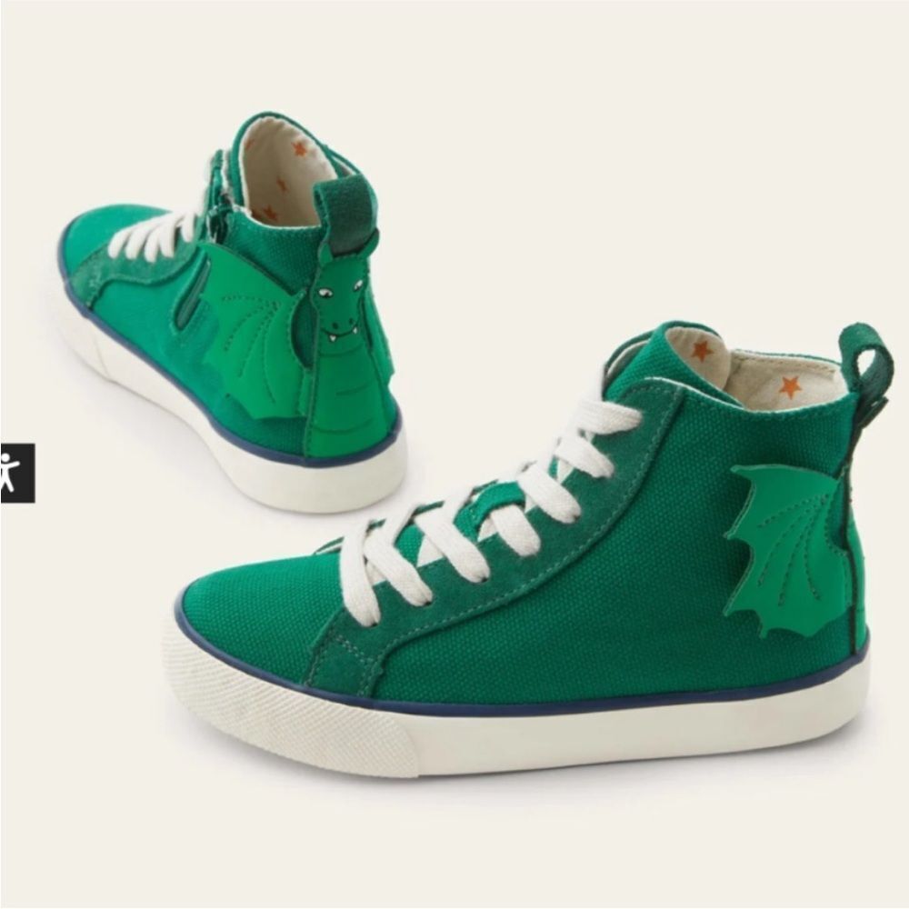 Mini Boden Green Dragon Kids High-Top Sneakers